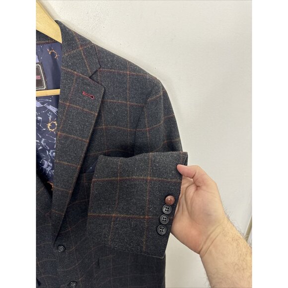 Joe Browns Tweed Jacket Blazer Wool Blend Gray Check Men's 44 - Picture 2 of 9